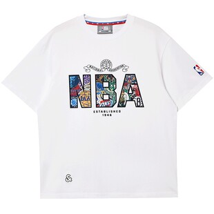 【NBA联名款】杰克琼斯男装夏立体印花短袖T恤刺绣宽松打底衫