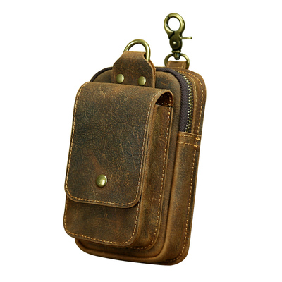 头层牛皮手机腰包男士穿皮带