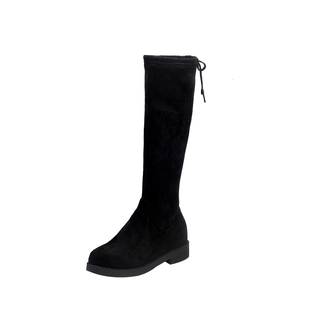 网红长靴女不过膝中筒靴真皮平底显瘦腿弹力靴春秋学生单靴瘦瘦靴