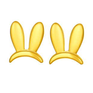 百泰兔耳黄金耳钉999足金耳丁生肖兔耳饰耳针耳棍时尚兔子养耳棒