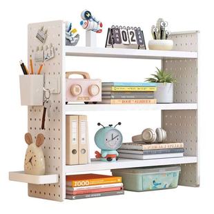 桌面置物架洞洞板桌上书架办公室工位多层收纳架学生铁艺架子挂钩