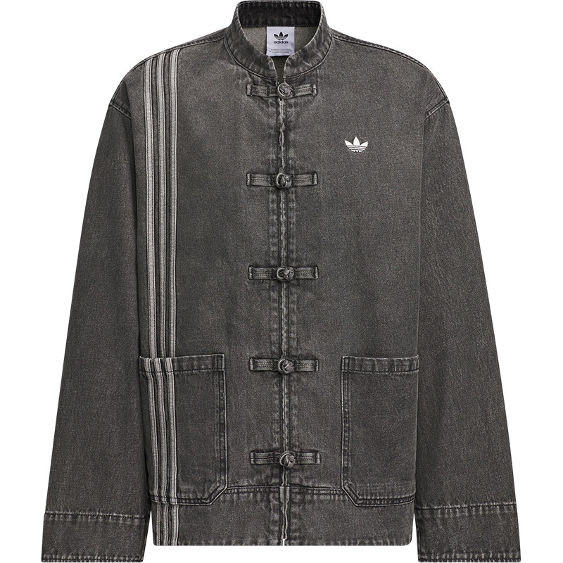 Adidas/阿迪达斯官方正品三叶草男女立领牛仔宽松唐装外套JY8275