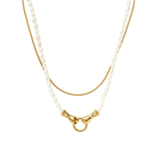 【组合】Missoma方形蛇骨链珍珠手拉手项链首饰套组气质锁骨链