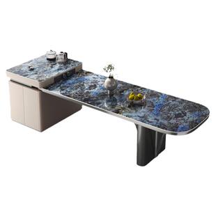 诚骏岛台餐桌茶桌一体两用奢石岩板茶桌椅组合多功能现代轻奢茶台