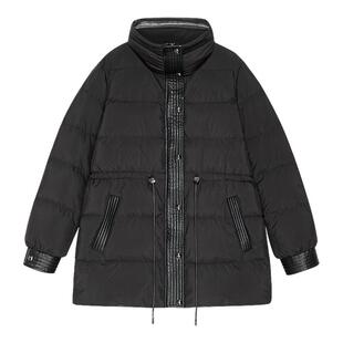 【90白鸭绒】DKNY唐可娜儿秋冬季中长款羽绒服女装立领收腰通勤风