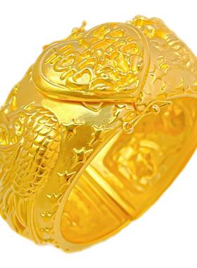 浮雕立体龙凤手镯结婚仿真假三金