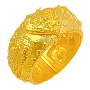 新中式浮雕立体龙凤手镯结婚仿真假三金手环新娘秀禾搭配喜镯