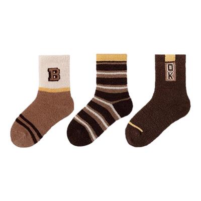 秋冬儿童加绒加厚双面绒袜批发