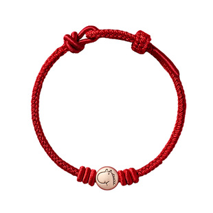 庆祥泰999足银小马本命年红绳纯银手链女马上有钱手工编织手绳男