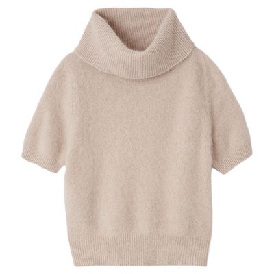 SNIDEL2025秋冬新品简约纯色高领短袖动物毛针织衫上衣SWNT254093