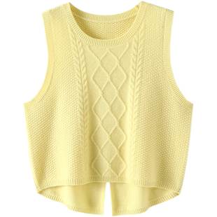 悠然气质！加厚羊绒衫100纯羊绒女马甲无袖后开叉针织打底衫秋冬