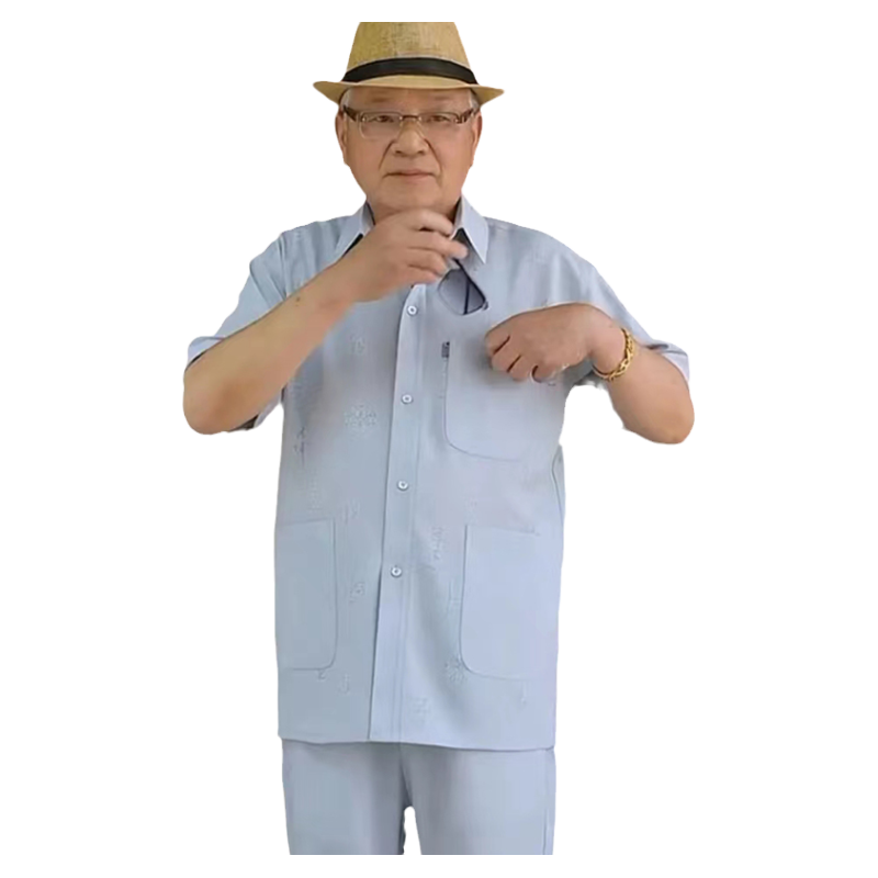 翻领短袖衬衫两件套透气喜欢