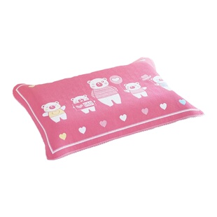 儿童纯棉纱布枕巾一对装家用单人卡通枕头巾双面防滑透气枕头盖巾