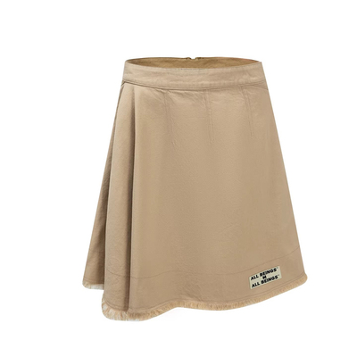 ALL BEINGS2026SS夏季新品设计感 休闲不对称A摆毛边卡其洗水半裙