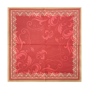 三层红色欧式印花餐巾纸酒店婚礼婚宴西餐杯花纸口布彩色纸巾50张