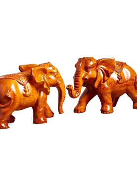 花梨木中式大象摆件一对创意新款