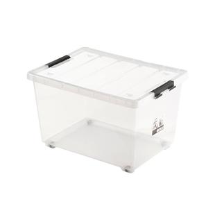 茶花收纳箱透明家用衣服整理箱杂物箱储物箱塑料箱子大容量带轮子