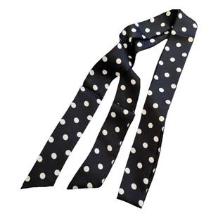 复古时髦波点细窄长条丝巾女春夏新款百搭辣妹时尚装饰小领巾发带