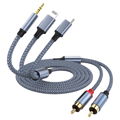 三合一音频线转2RCA双头莲花线