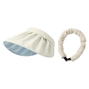 大檐贝壳防晒帽女夏防紫外线发箍式遮脸遮阳帽空顶太阳帽子可折叠