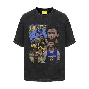 摇滚计划勇士队球星维金斯美式印花短袖学生篮球透气T恤男vintage