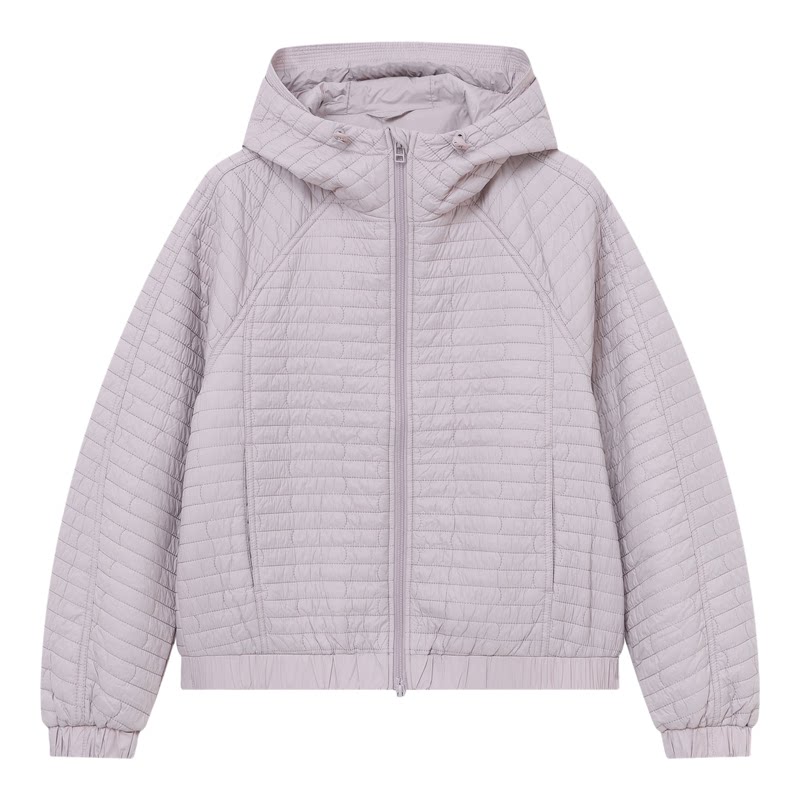 百家好女装短款菱格连帽保暖棉服