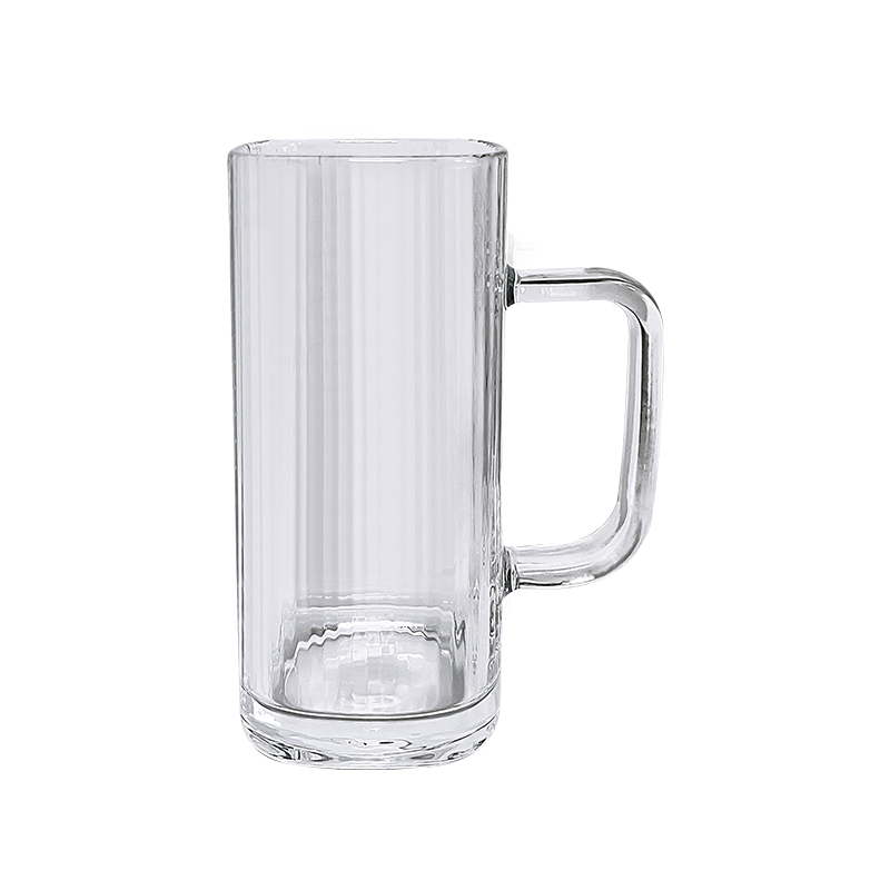 条纹玻璃杯带把吸管直身方杯