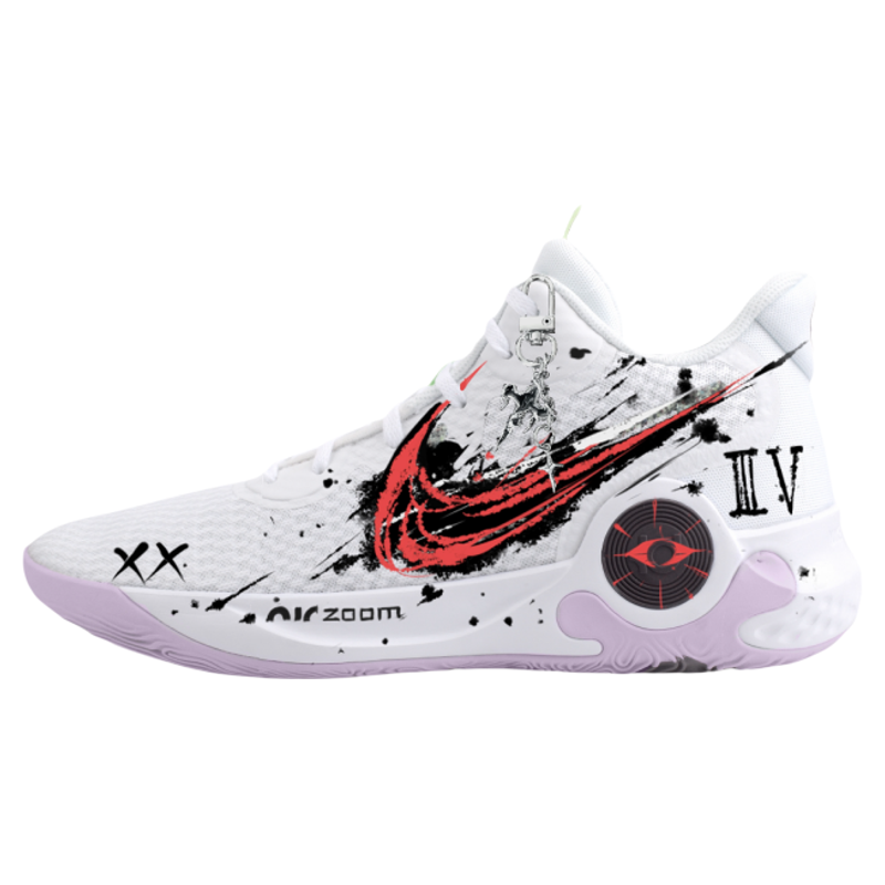 耐克球鞋定制Nike KD Trey 5审判时刻手绘涂鸦低帮篮球鞋男款白色