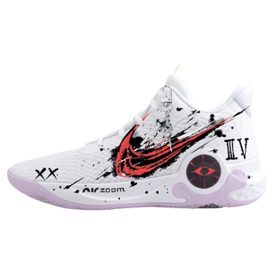 耐克球鞋定制Nike KD Trey 5审判时刻手绘涂鸦低帮篮球鞋男款白色