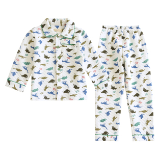 卡通男童秋冬儿童保暖纯棉空气层三层夹层睡衣全棉加厚宝宝家居服