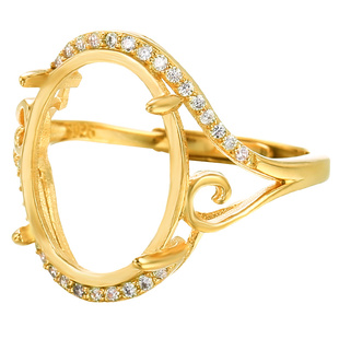 简约唯美日韩风戒指空托18K金工艺指环托配饰镶嵌蜜蜡琥珀戒指托