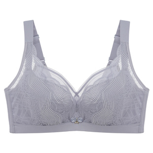 依曼丽夏季薄款内衣女大胸显小提拉防下垂收副乳调整型大码文胸
