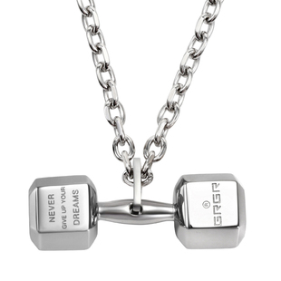 GRGR Dumbbell necklace 钛钢哑铃吊坠项链男女嘻哈欧美健身运动
