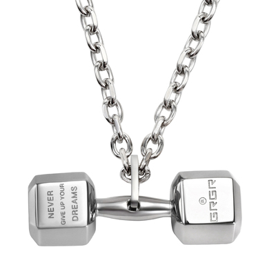 GRGR钛钢哑铃吊坠项链欧美健身