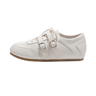 真皮~骄屿内增高芭蕾德训鞋2026春新款方头系带休闲运动玛丽珍鞋