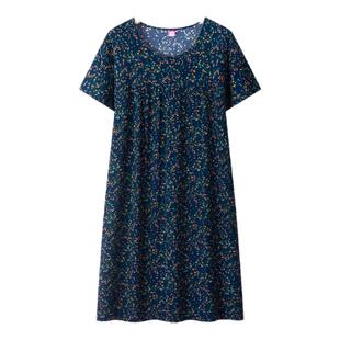 中老年人棉绸短袖睡裙女夏季新款妈妈睡衣薄款奶奶宽松连衣裙夏装