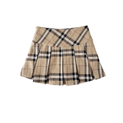 学院风复古毛呢格子半身裙