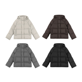 MANNALA丨“吐司包”白金霍尔多巴吉白鹅插肩连帽短款羽绒服Q6385