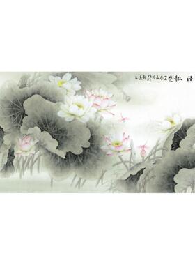 工笔花鸟荷花装饰国画水墨招财画聚宝盆山水画书法字画微喷画心