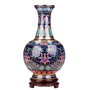 掐丝珐琅彩景泰蓝陶瓷花瓶一对高级感客厅酒柜轻奢摆件景德镇瓷器