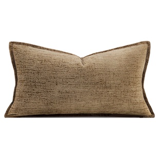 柏洛斯Graceful〖流卡〗轻奢诧寂风土咖色绒布客厅腰枕沙发大靠垫