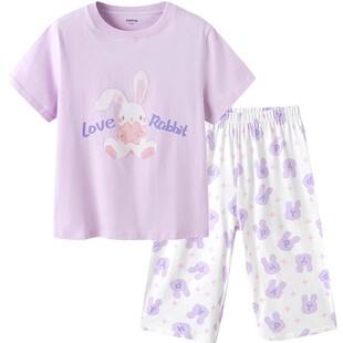 巴拉巴拉儿童睡衣套装纯棉家居服男童女童宝宝夏季薄款空调服大童