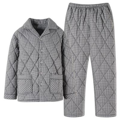 睡衣男士秋冬梭织夹棉长袖家居服