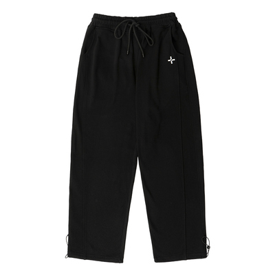 纯色绣花运动卫裤男宽松