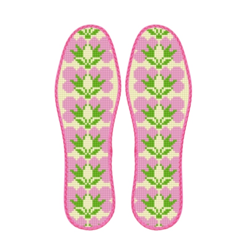 针孔吸汗透气七层棉布花边十字绣印花男女刺绣半成品防臭鞋垫
