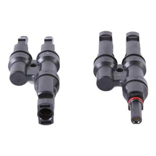 mc4太阳能光伏连接器T型三通电池组件2并1并联汇流配件转接头插头