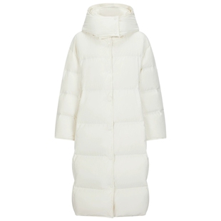 云朵羽绒丽雪LEISURE90%白鹅绒过膝加厚2024冬季连帽羽绒服外套女