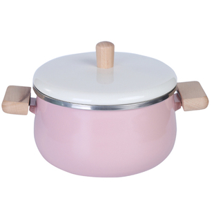 北欧搪瓷奶锅木柄珐琅单柄锅小汤锅搪瓷锅煮面锅辅食锅电磁炉通用