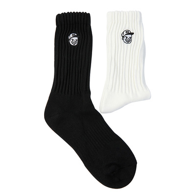 核爆炸卡通小坏人休闲黑白棉袜子