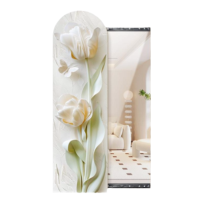 奶油风玄关隐形推拉全身镜